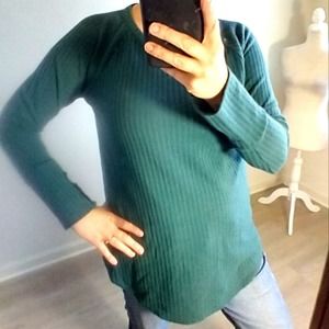 Chaser green thermal scoop neck long sleeve tunic top sz large casual warm